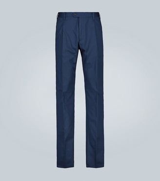 Caruso Double-pleated stretch-cotton pants