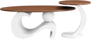 Latitude Run Nesting Coffee Table Set Of 2 Oral And Round Coffee Table Set Industrial Table For Living Room Large 47.24'' Small 19.69''