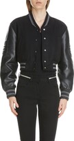 Thumbnail for your product : Givenchy Leather Sleeve Logo Crop Varsity Jacket