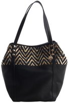 Thumbnail for your product : Big Buddha black faux leather basket weave detail 'Bali' tote