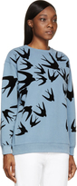 Thumbnail for your product : McQ Blue Flocked Swallows Sweatshirt