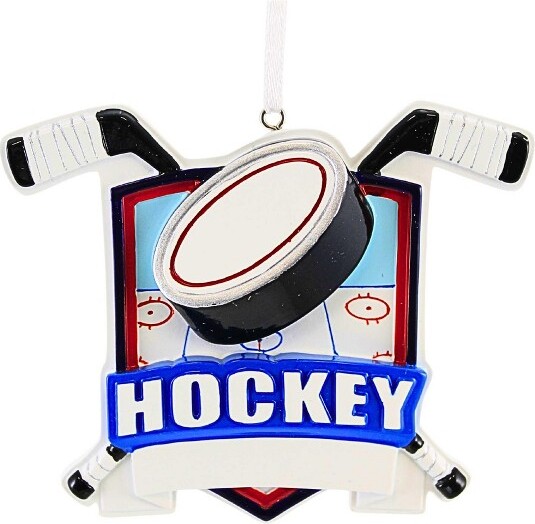 Polarx3.0InchHockeyShieldChristmasTreeOrnament,ChristmasDecorHockeyPuckIce(1PC)