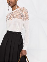 Thumbnail for your product : Ermanno Scervino Sheer-Panel Knitted Top