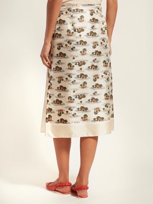 Bottega Veneta Hawaiian-print Twill Skirt - Ivory Multi