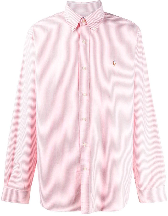 men's orange striped dress shirt