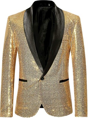 Goosun Clothing Men Wedding Blazer Suit Jacket Sequin Stylish Solid Suit  Blazer Business Party Outwear Jacket Tops Blouse Goosun Formal Dinner Jacket  Coat Suit Gold - ShopStyle