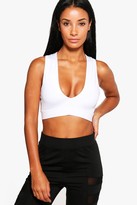 Thumbnail for your product : boohoo Fit Medium Support Plunge Sports Bra