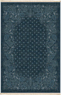 Red Barrel Studio Navy Blue Tonal Paisley Border Area Rug