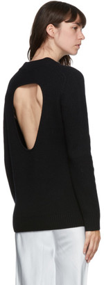 Helmut Lang Black Wool Cut-Out V-Neck Sweater