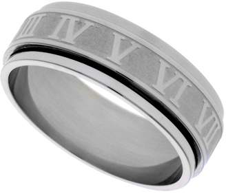 Sabrina Silver Surgical Steel 6mm Roman Numerals Spinner Ring Wedding Band, size 14