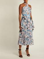 Thumbnail for your product : Self-Portrait Floral Print Pleated Crepe De Chine Dress - Womens - Pink Multi