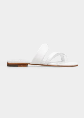 Manolo Blahnik Subo Leather Toe-Strap Flat Sandals