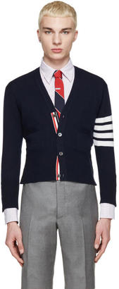 Thom Browne Navy Cashmere Striped Armband Cardigan