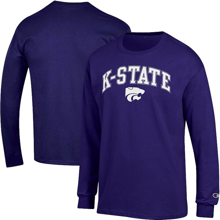 Men's Champion Purple Kansas State Wildcats Arch Over Logo 2-Hit Long Sleeve T-Shirt