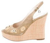 Thumbnail for your product : Christian Dior Suede Peep-Toe Wedges
