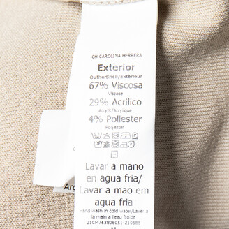 CH Carolina Herrera Beige Knit Zip Front Fitted Dress M