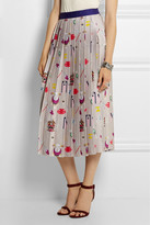 Thumbnail for your product : Mary Katrantzou Pleated printed satin-twill midi skirt