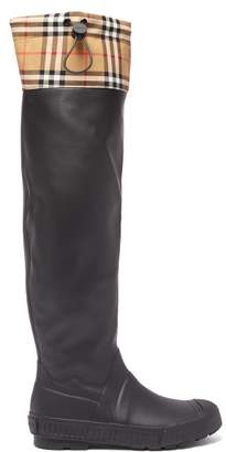 Burberry Freddie Vintage Check Rain Boots - Womens - Black Beige