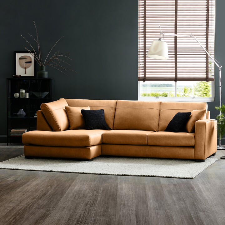 Dunelm Carson Antique Faux Leather Left Hand Corner Sofa Brown ShopStyle