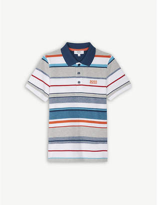 BOSS Multi-stripe cotton polo shirt 4-16 years