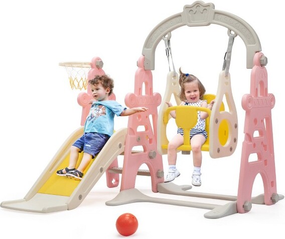 Sandinrayli 4-In-1ToddlerExtra-LongSlideandSwingSet