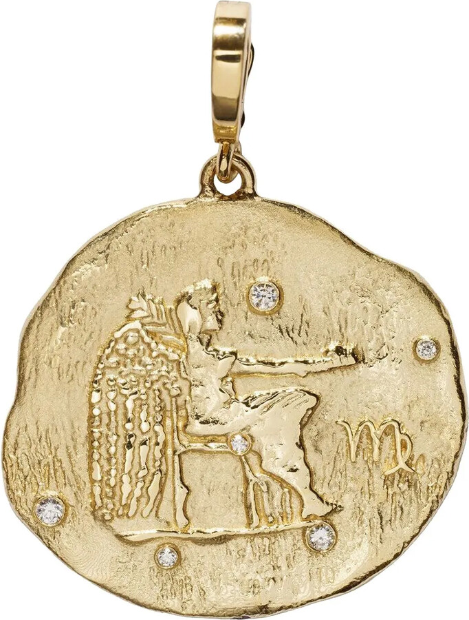 Azlee 18K yellow gold Of The Stars Virgo diamond coin charm