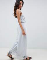 Thumbnail for your product : ASOS Design Cami Jersey Jumpsuit With Lace Trim And Button Front