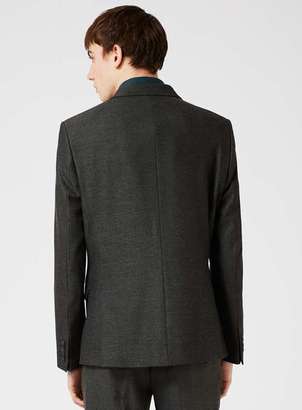 Selected Gray Textured Double Breasted Suit Jacket