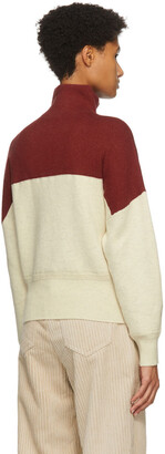 Etoile Isabel Marant Red & Beige Linn Half-Zip Sweater
