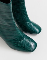 Thumbnail for your product : Z Code Z Z_Code_Z Exclusive Sanaa vegan heeled ankle boots in green croc