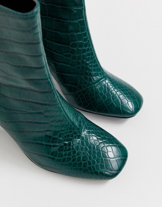 Z Code Z Z_Code_Z Exclusive Sanaa vegan heeled ankle boots in green croc