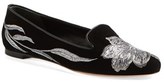 Thumbnail for your product : Alexander McQueen Tulip Embroidered Suede Smoking Flat (Women)