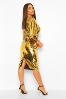 Thumbnail for your product : boohoo Sequin Plunge Batwing Midi Dress