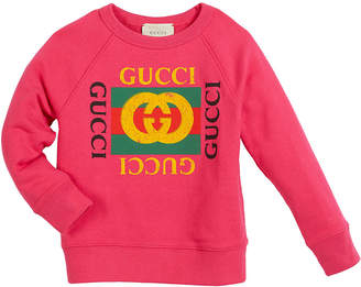 Gucci Long-Sleeve Logo Sweatshirt, Size 4-10