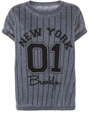 New Look Teens Grey Stripe New York 01 T-Shirt
