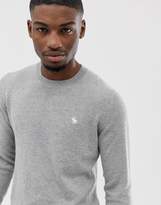 Thumbnail for your product : Abercrombie & Fitch core icon moose logo crewneck sweatshirt in light gray marl