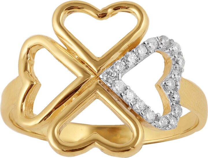Adi Paz 14K Gold 1/8 cttw Diamond Heart Clover ing