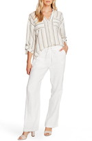 Thumbnail for your product : Vince Camuto Stripe Roll Tab Linen & Cotton Button-Up Shirt