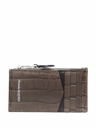 Alexander McQueen Crocodile-Effect Leather Wallet