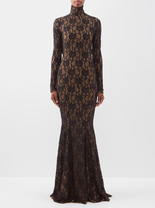 Norma Kamali Cutout-back Stretch-lace Gown - Black - ShopStyle Evening ...