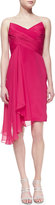 Thumbnail for your product : Marchesa Strapless Cascade-Front Cocktail Dress, Pink