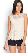 Thumbnail for your product : Forever 21 Floral Lace Peplum Top