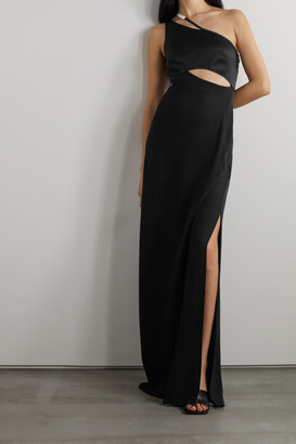 Givenchy - One-shoulder Cutout Satin And Crepe Gown - Black