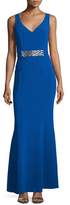 Thumbnail for your product : Laundry by Shelli Segal Sleeveless Embellished-Waist Gown, Jubilee Blue