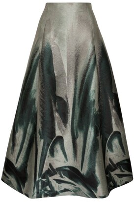 Marina Rinaldi Jacquard Blur Print Maxi Skirt