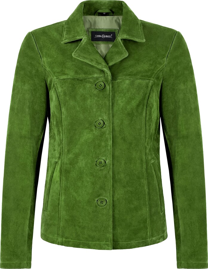 Carrie CH Hoxton Woman’s Lime Green Suede Leather Classic Blazer Style