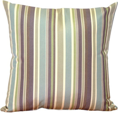 Pillow Decor Sunbrella Fabric Brannon Whisper Striped Outdoor Patio Garden Polyester Filled Square Throw Pillow