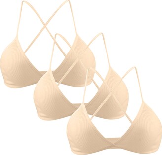 3 Pack Backless Bra Wireless Bralette Low Back Cotton Dance Bras For Girls  Women Small Breast