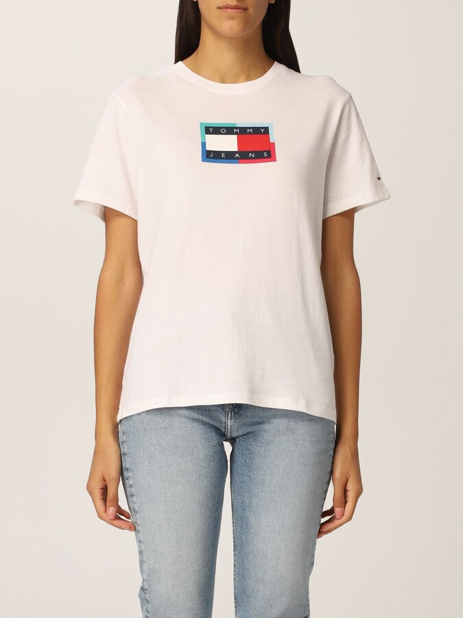 Tommy Hilfiger Womens Big Logo Line T-Shirt 