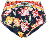Thumbnail for your product : Jets Galleria Ruched Floral-print High-rise Bikini Briefs